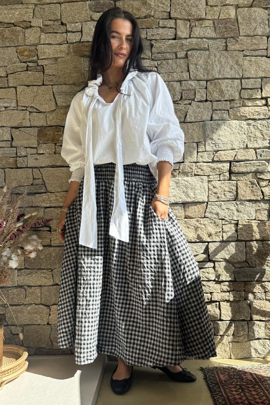 Nonni Gingham Ripley Skirt Black Grey